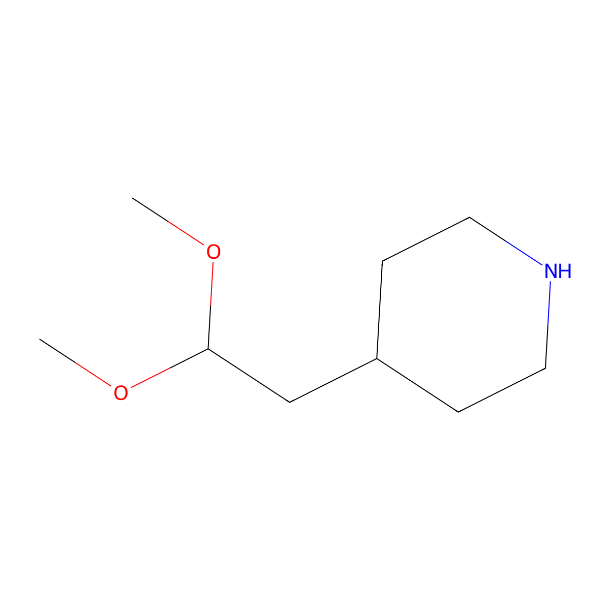 4-(2,2-Dimethoxyethyl)piperidine molecular structure, CAS 15871-71-3