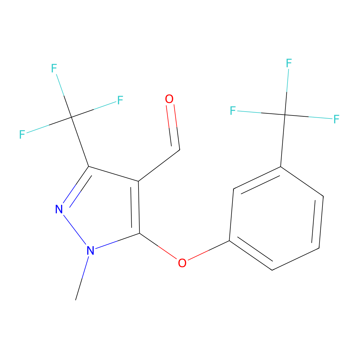 1-Methyl-3-(trifluoromethyl)-5-[3-(trifluoromethyl)phenoxy]-1h-pyrazole-4-carbaldehyde molecular structure, CAS 158712-22-2