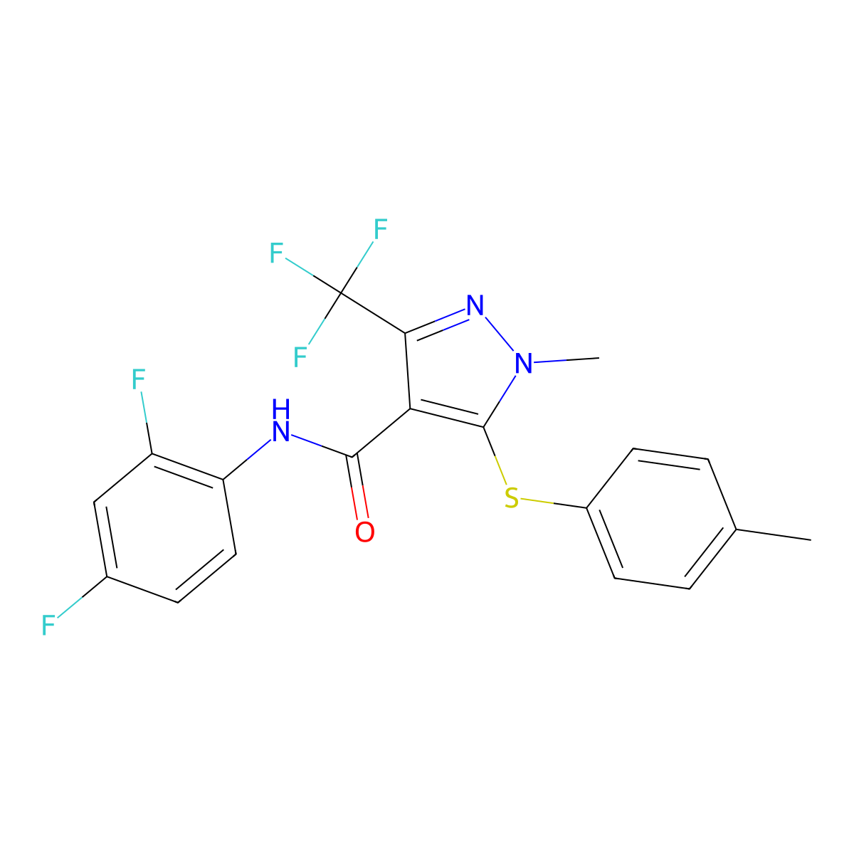 N-(2,4-difluorophenyl)-1-methyl-5-[(4-methylphenyl)sulfanyl]-3-(trifluoromethyl)-1H-pyrazole-4-carboxamide molecular structure, CAS 158712-43-7