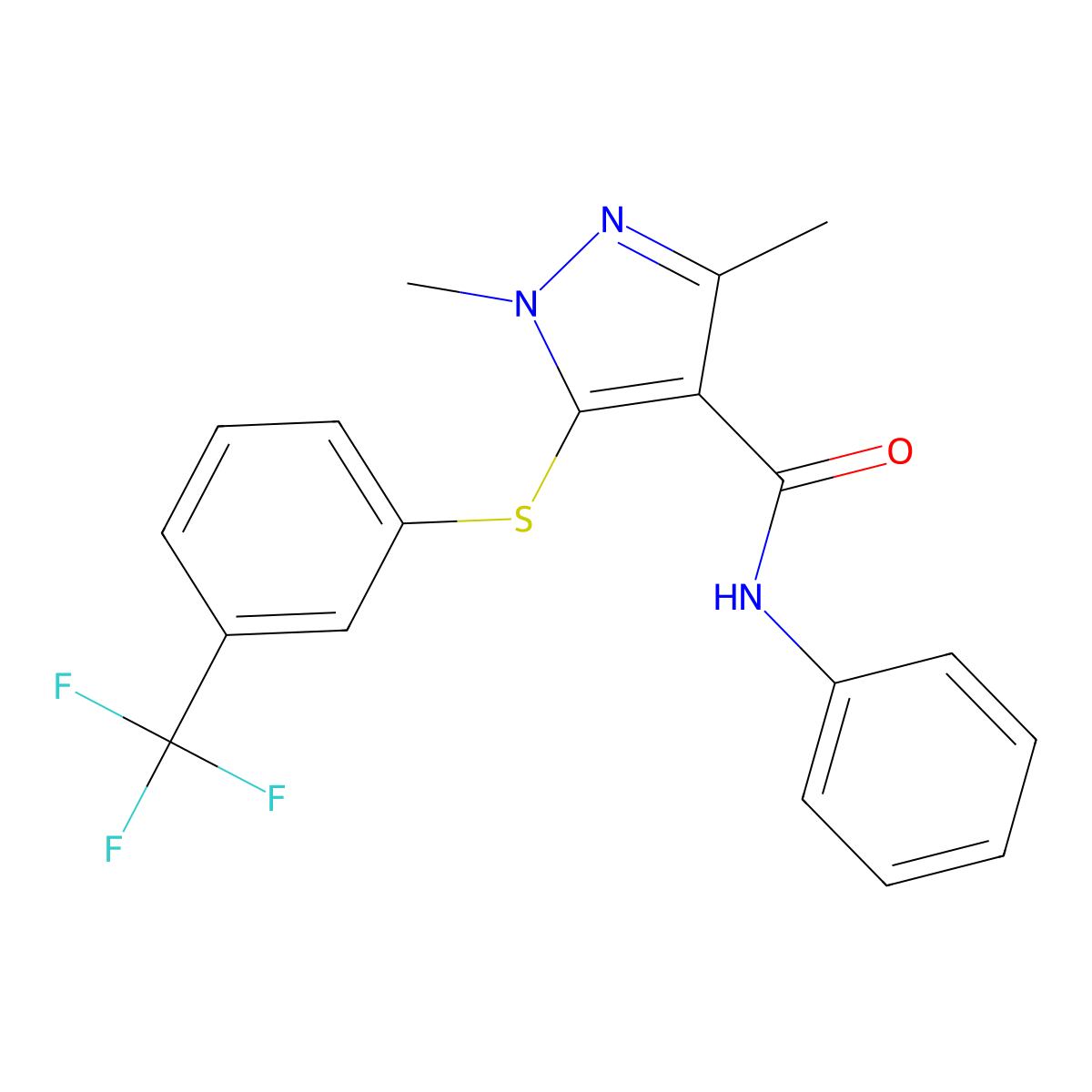 1,3-dimethyl-N-phenyl-5-{[3-(trifluoromethyl)phenyl]sulfanyl}-1H-pyrazole-4-carboxamide molecular structure, CAS 158712-48-2