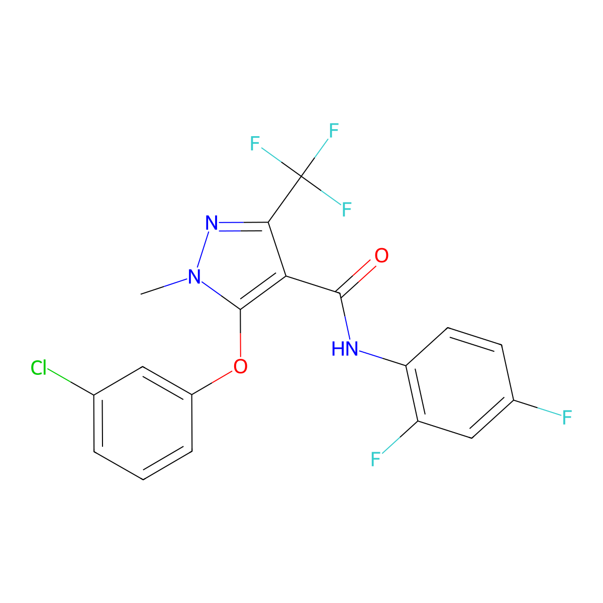 5-(3-chlorophenoxy)-N-(2,4-difluorophenyl)-1-methyl-3-(trifluoromethyl)-1H-pyrazole-4-carboxamide molecular structure, CAS 158712-62-0