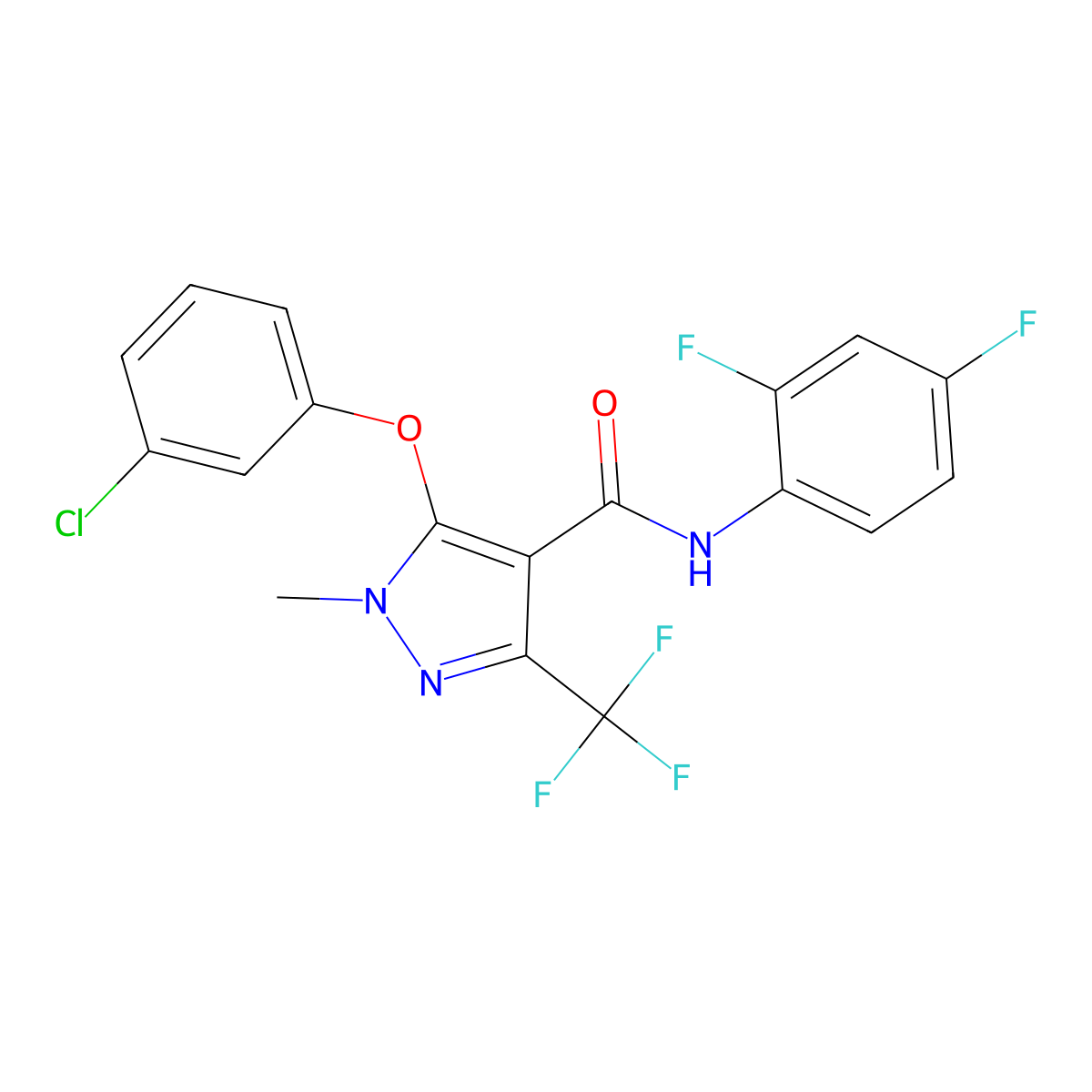 5-(3-chlorophenoxy)-N-(2,4-difluorophenyl)-1-methyl-3-(trifluoromethyl)-1H-pyrazole-4-carboxamide molecular structure, CAS 158712-62-0