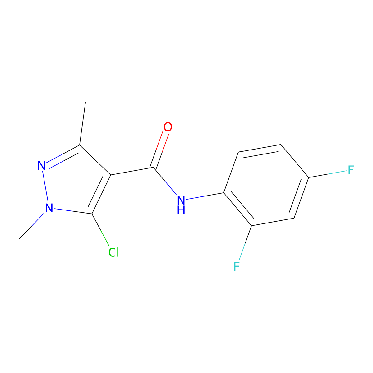 5-chloro-N-(2,4-difluorophenyl)-1,3-dimethyl-1H-pyrazole-4-carboxamide molecular structure, CAS 158713-24-7