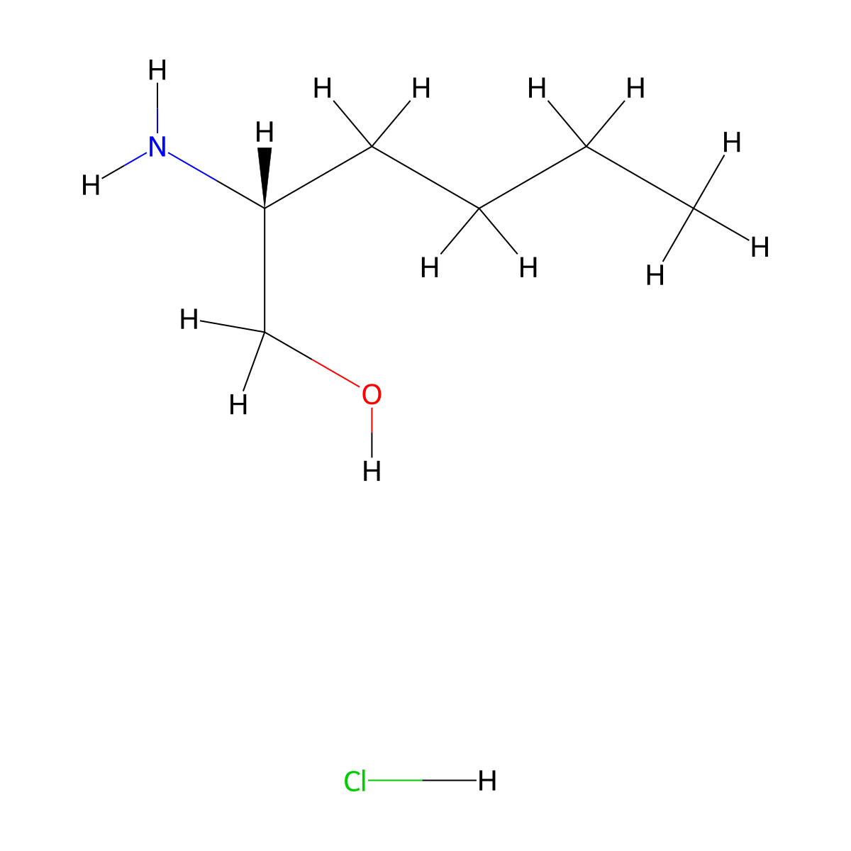 (R)-2-Aminohexan-1-ol hydrochloride molecular structure, CAS 158741-04-9