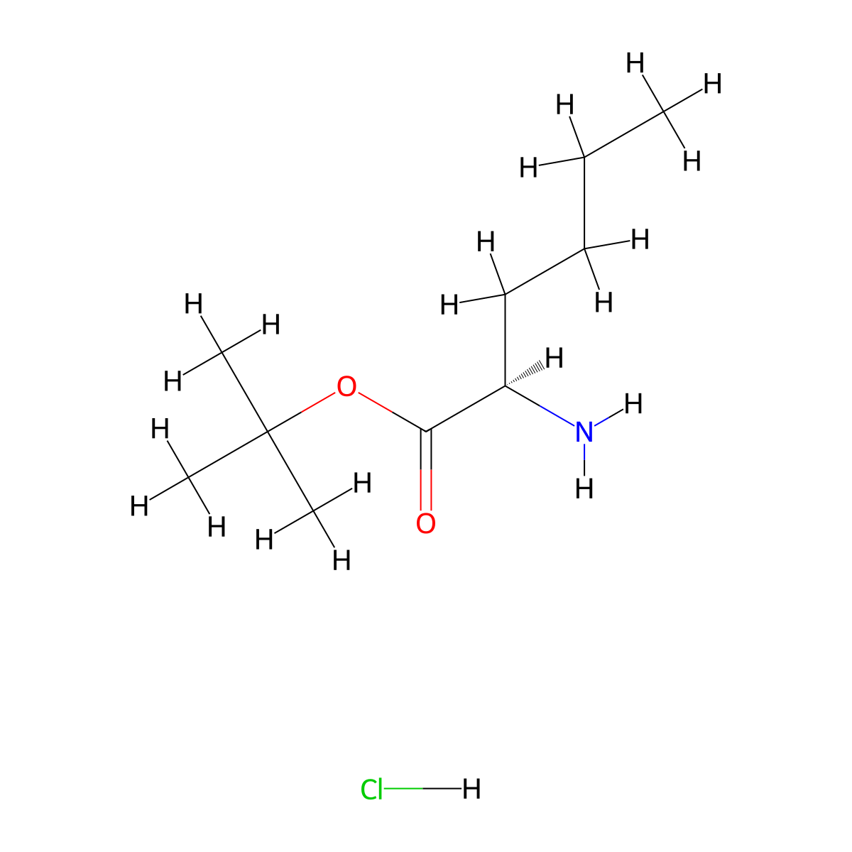 tert-butyl (2R)-2-aminohexanoate hydrochloride molecular structure, CAS 158741-12-9