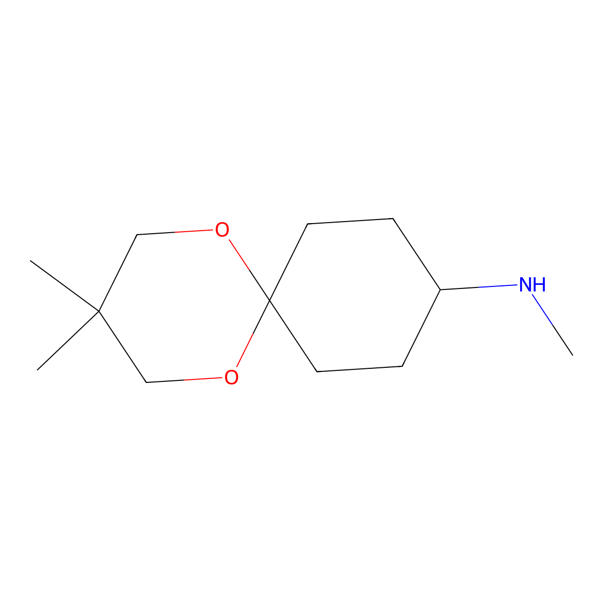 N,3,3-trimethyl-1,5-dioxaspiro[5.5]undecan-9-amine molecular structure, CAS 158747-11-6