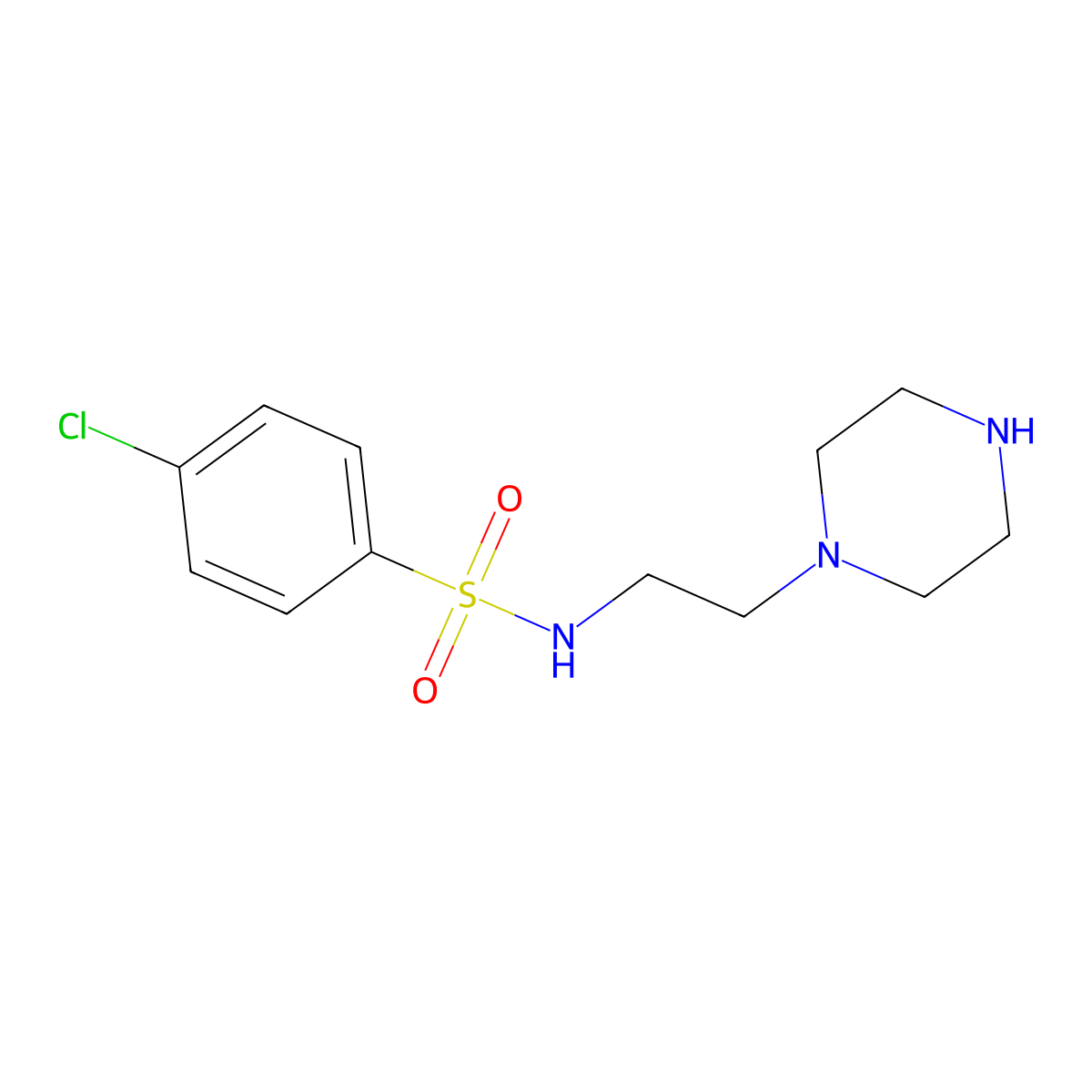 4-chloro-N-[2-(piperazin-1-yl)ethyl]benzene-1-sulfonamide molecular structure, CAS 1587478-74-7
