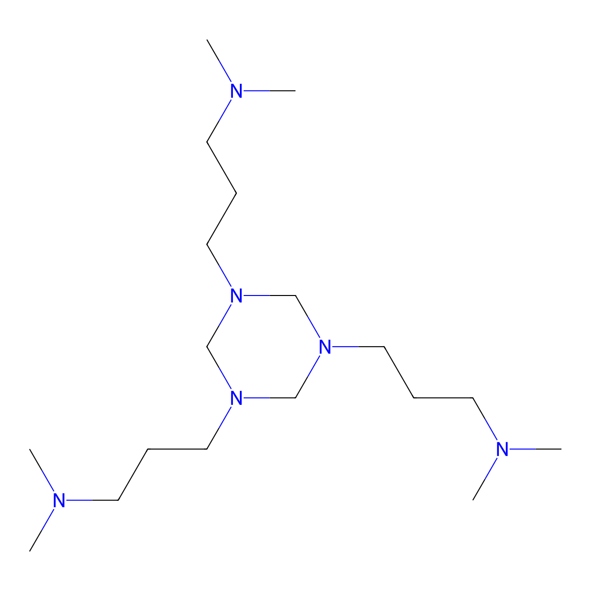 N,N',N''-Tris(3-dimethylaminopropyl)hexahydro-S-triazine molecular structure, CAS 15875-13-5