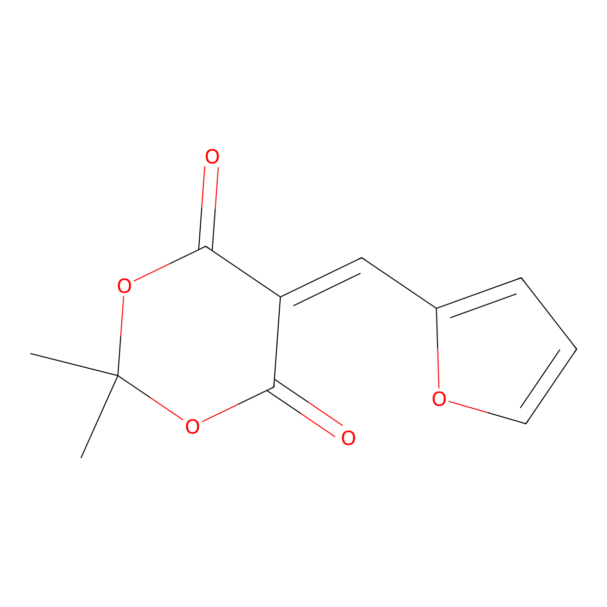 1,3-Dioxane-4,6-dione, 5-(2-furanylmethylene)-2,2-dimethyl- molecular structure, CAS 15875-49-7