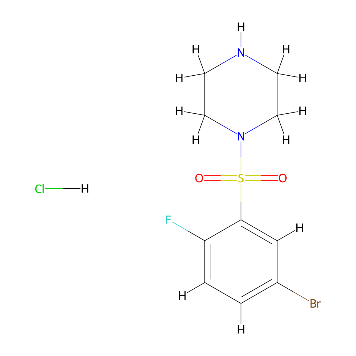 1-(5-Bromo-2-fluorobenzenesulfonyl)piperazine hydrochloride molecular structure, CAS 1587570-82-8