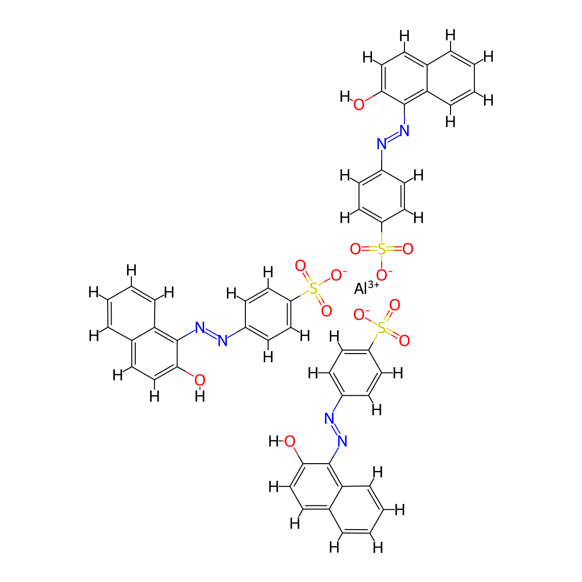 Aluminum, tris(4-(2-(2-(hydroxy-kappaO)-1-naphthalenyl)diazenyl-kappaN1)benzenesulfonato)- molecular structure, CAS 15876-51-4
