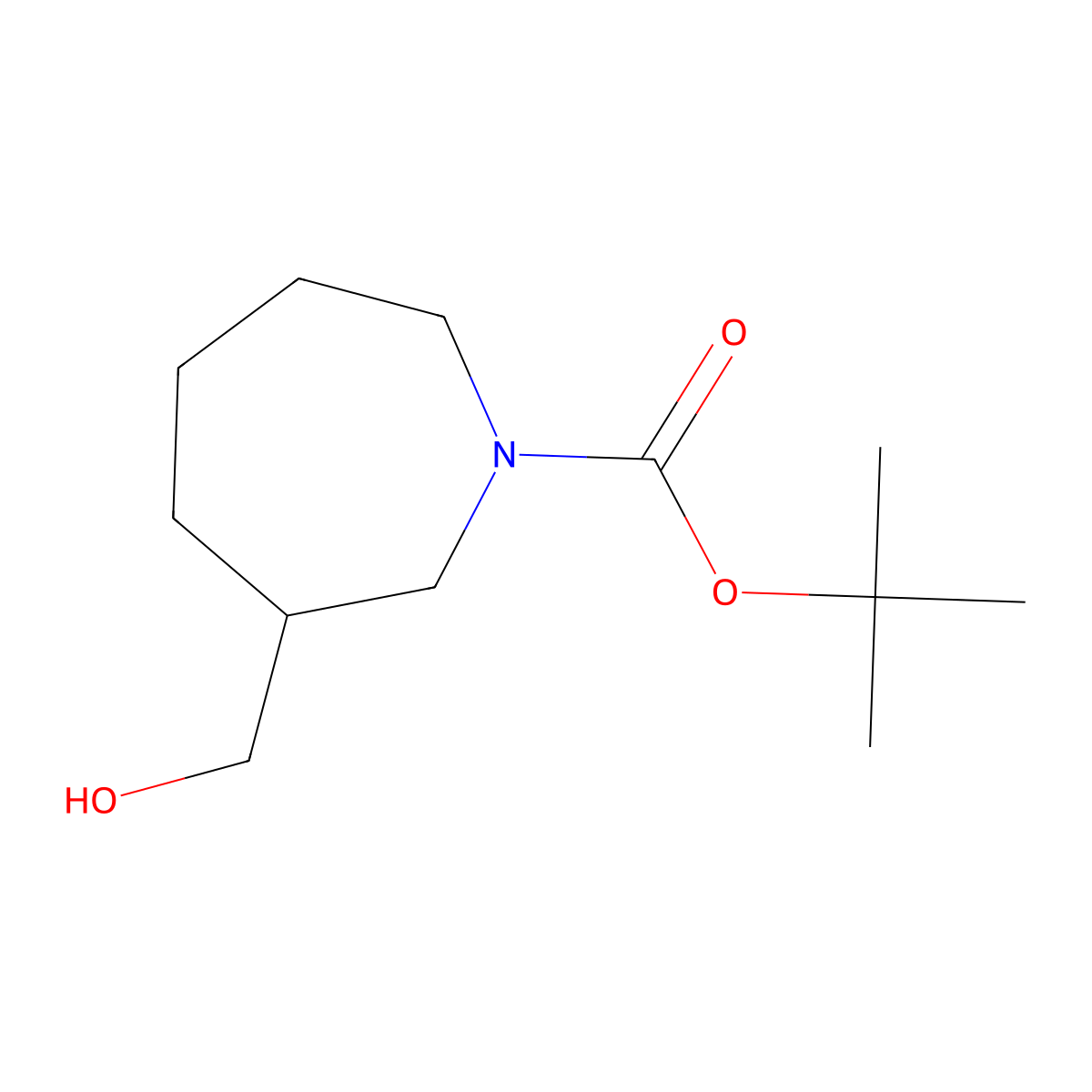 Tert-butyl (3S)-3-(hydroxymethyl)azepane-1-carboxylate molecular structure, CAS 1587637-71-5