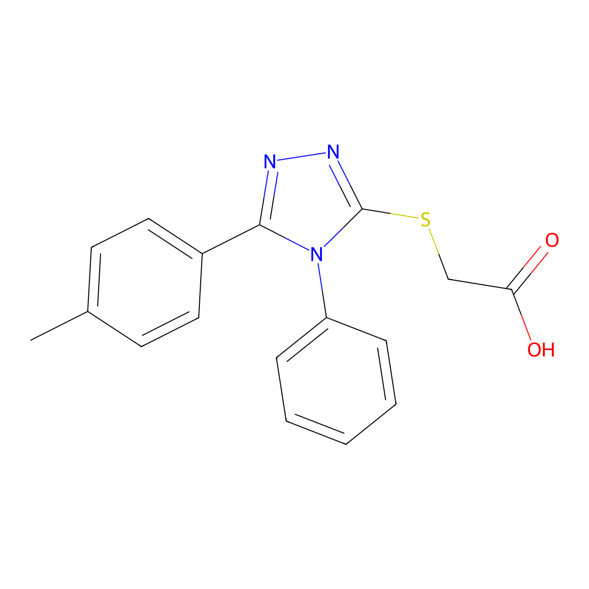 2-[5-(4-Methylphenyl)-4-phenyl-1,2,4-triazol-3-ylthio]acetic acid molecular structure, CAS 158773-86-5