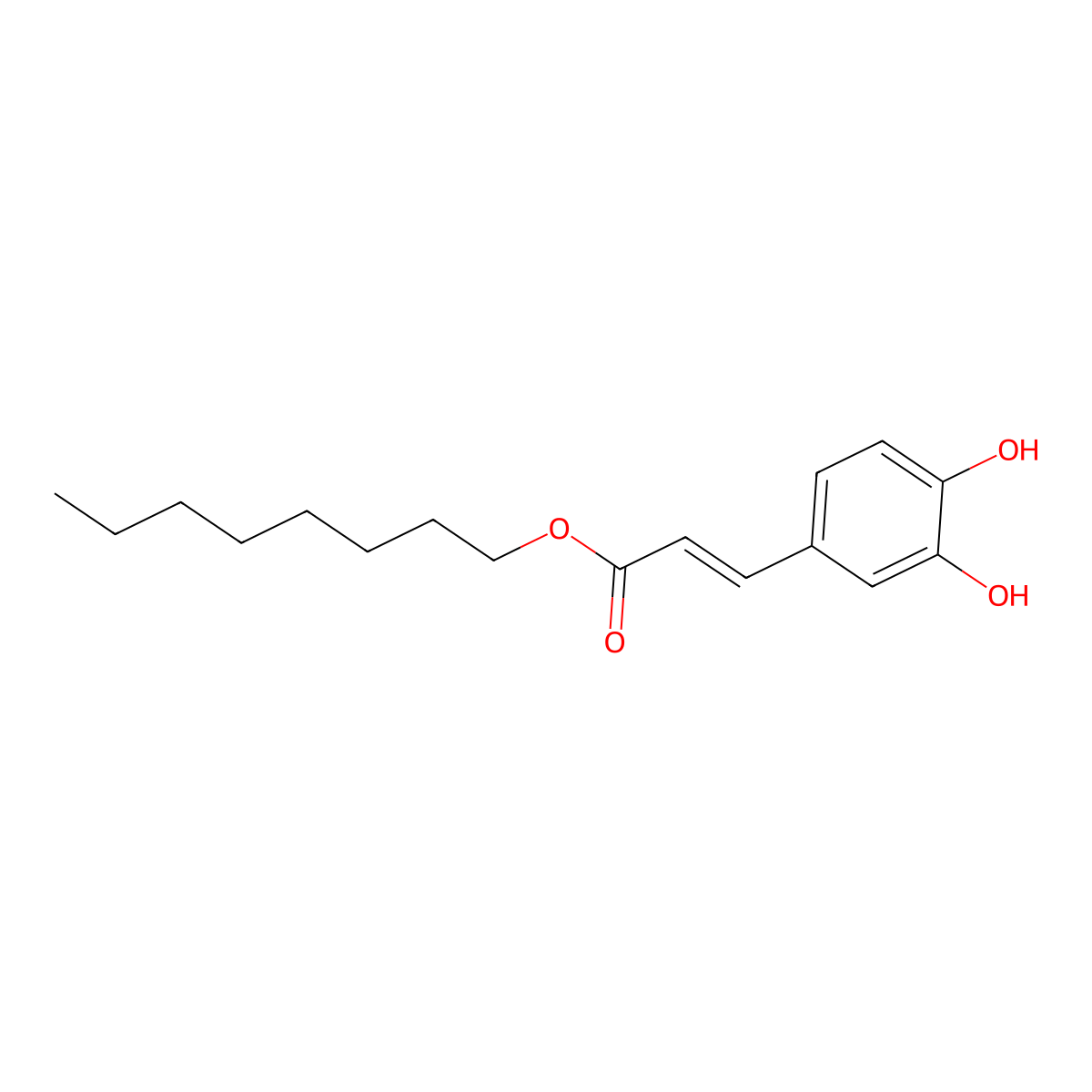 Octyl 3-(3,4-dihydroxyphenyl)prop-2-enoate molecular structure, CAS 158774-08-4
