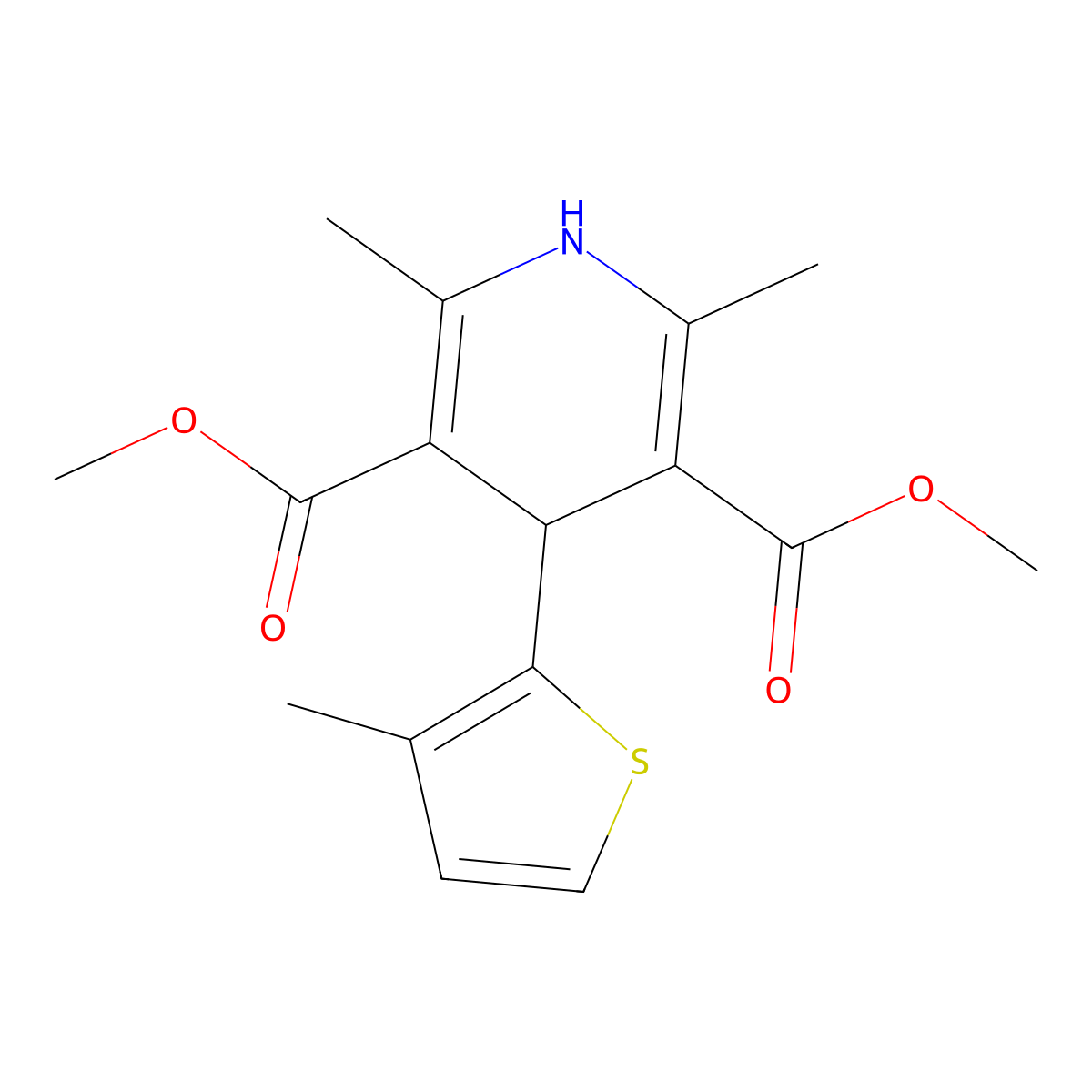 Dimethyl 2,6-dimethyl-4-(3-ME-2-thienyl)-1,4-dihydro-3,5-pyridinedicarboxylate molecular structure, CAS 158778-13-3