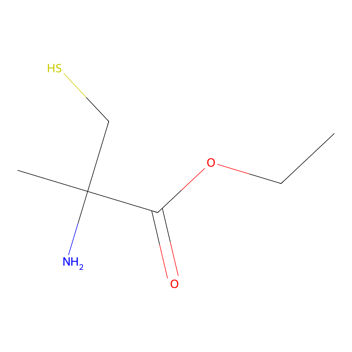 ethyl (2R)-2-amino-2-methyl-3-sulfanylpropanoate molecular structure, CAS 158785-71-8