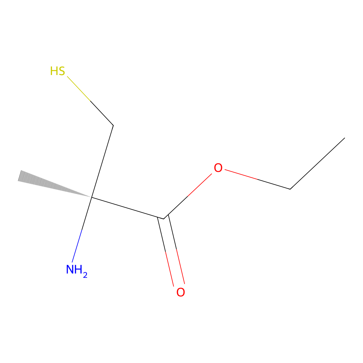 ethyl (2R)-2-amino-2-methyl-3-sulfanylpropanoate molecular structure, CAS 158785-71-8