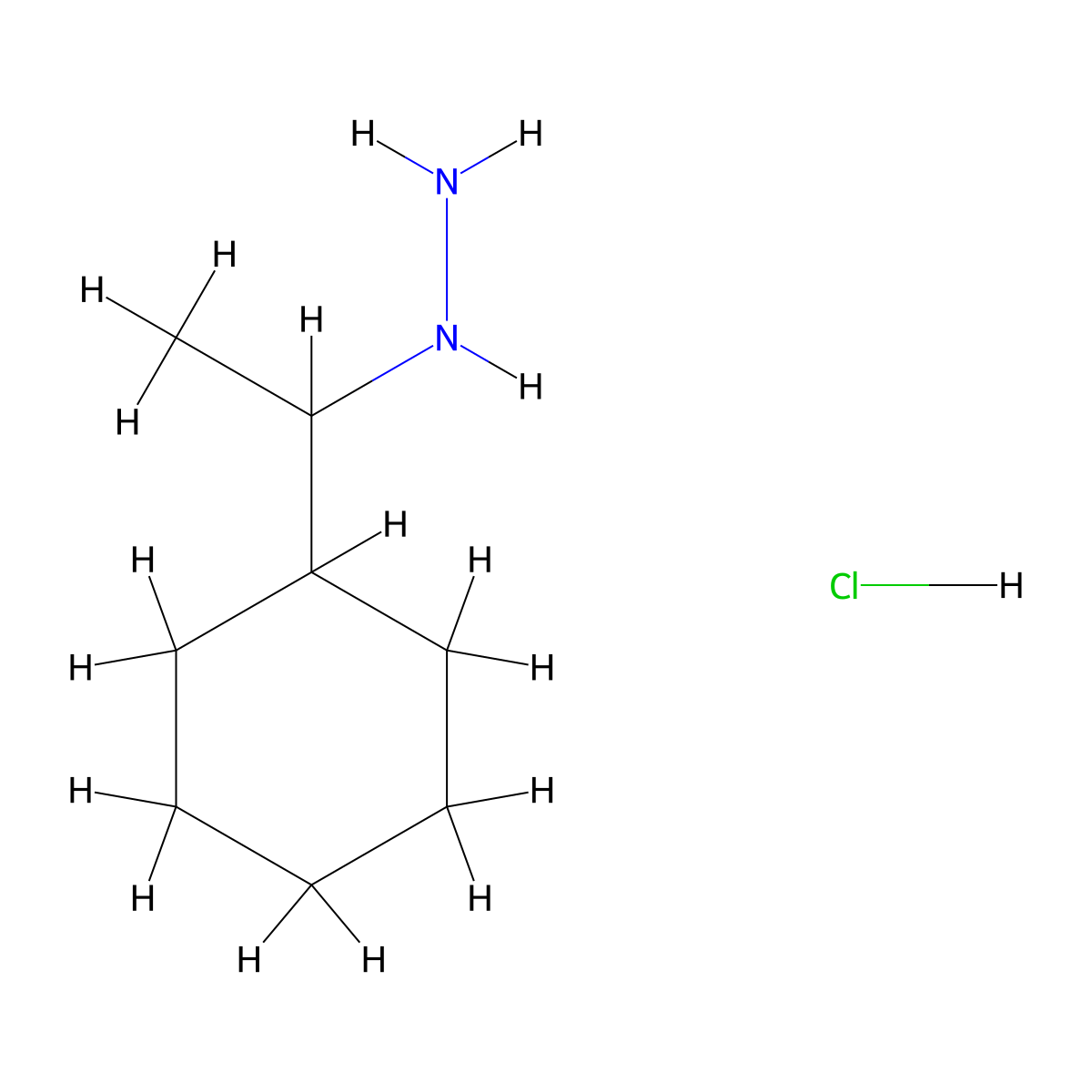 (1-Cyclohexylethyl)hydrazine hydrochloride molecular structure, CAS 15881-98-8
