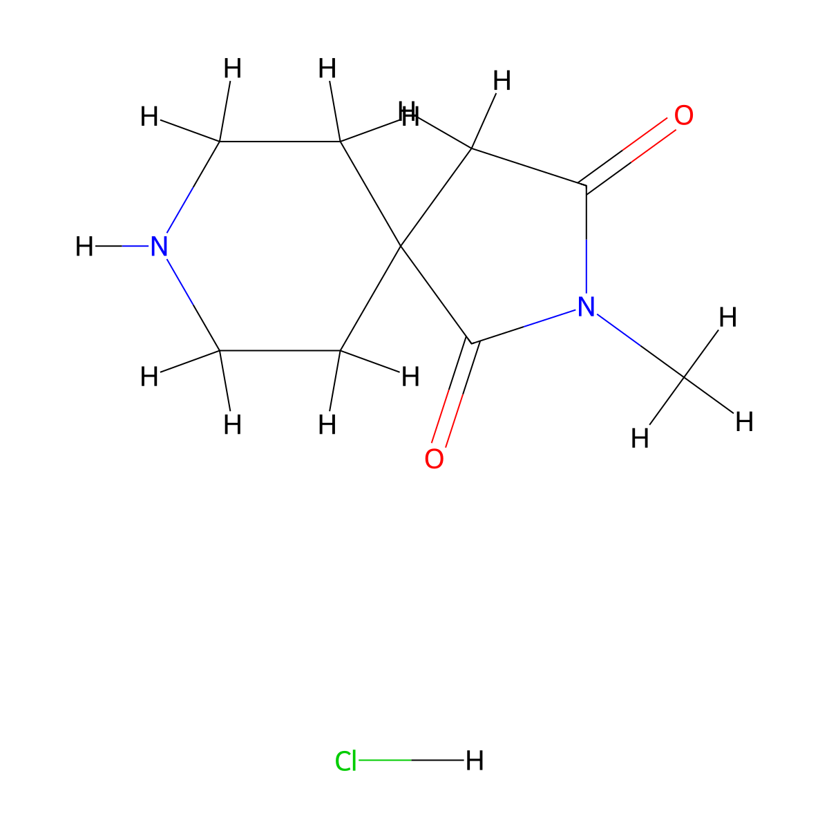 2-Methyl-2,8-diazaspiro[4.5]decane-1,3-dione HCl molecular structure, CAS 15882-38-9