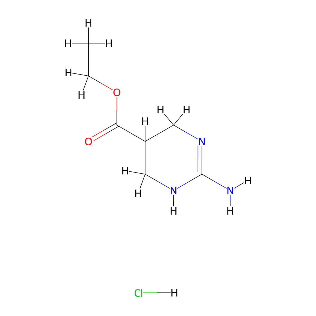Ethyl 2-amino-1,4,5,6-tetrahydropyrimidine-5-carboxylate hydrochloride molecular structure, CAS 158832-65-6