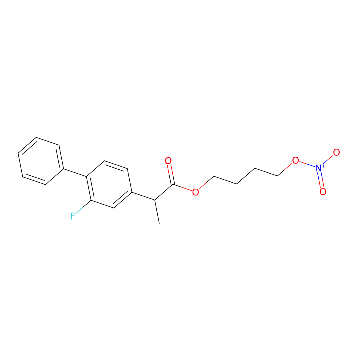 Nitroflurbiprofen molecular structure, CAS 158836-71-6