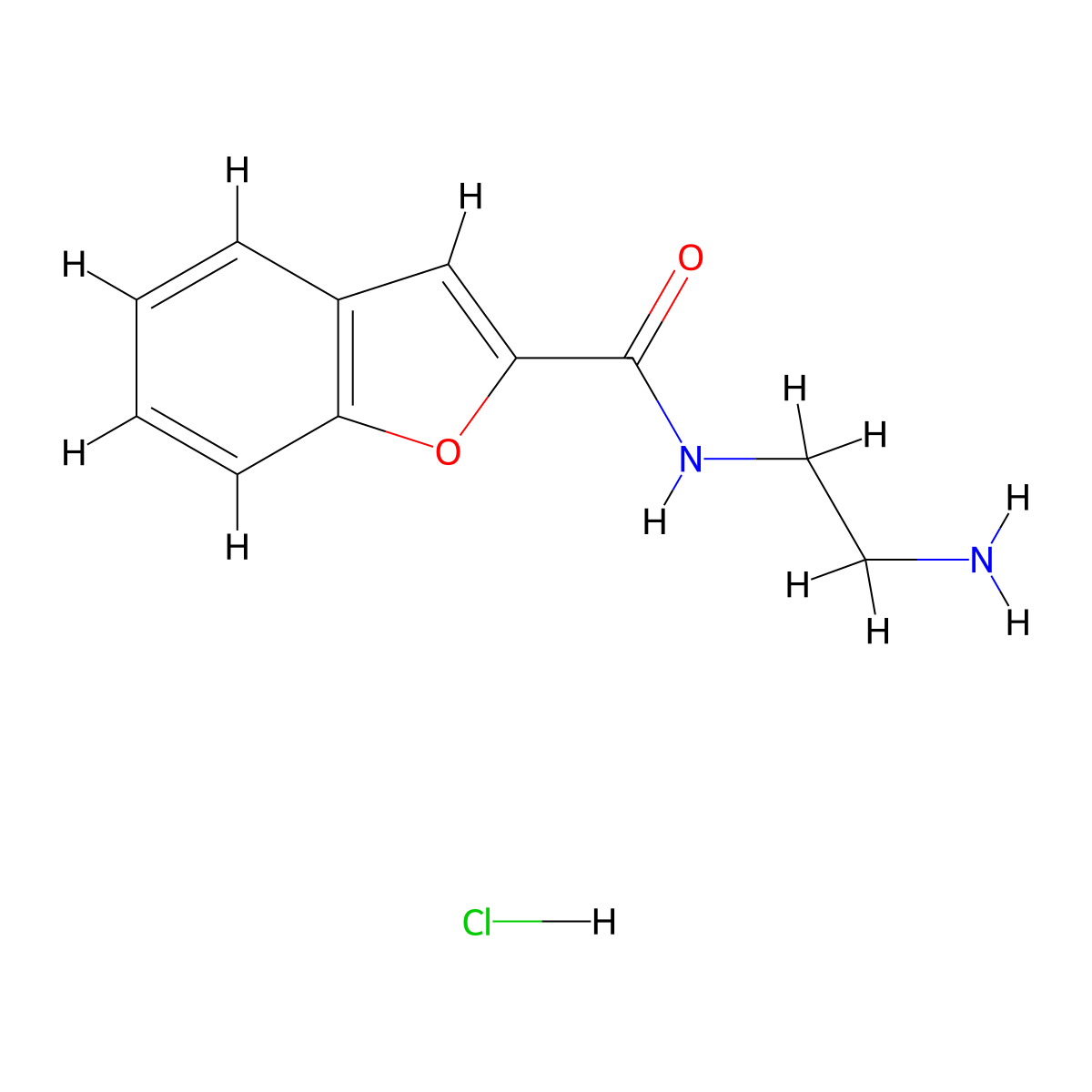 N-(2-aminoethyl)-1-benzofuran-2-carboxamide hydrochloride molecular structure, CAS 1588364-70-8