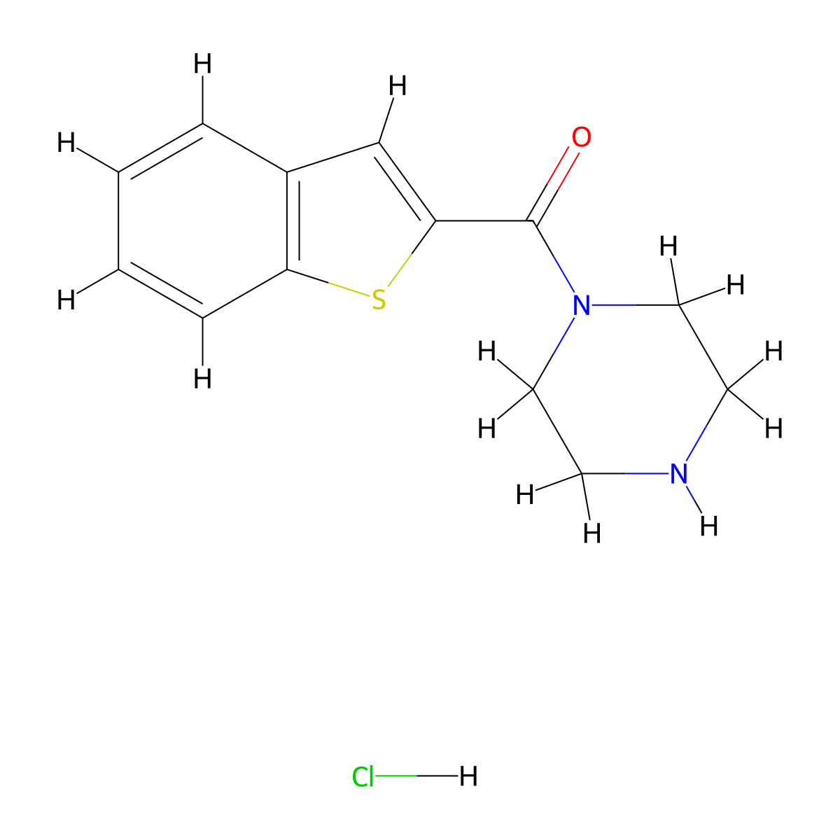 1-(1-Benzothiophene-2-carbonyl)piperazine hydrochloride molecular structure, CAS 1588379-40-1