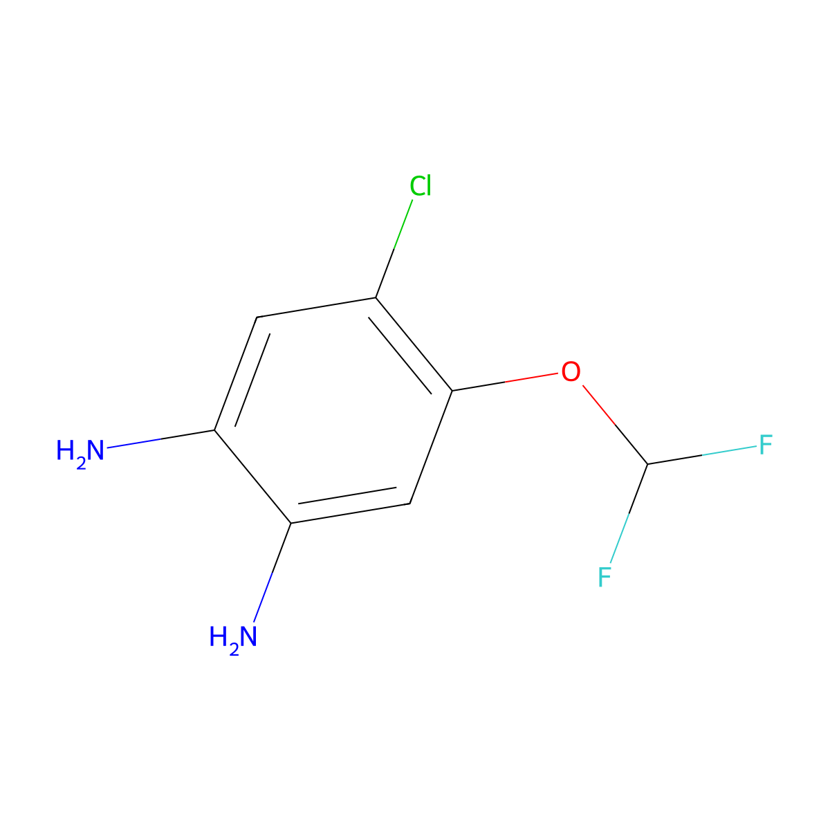 4-Chloro-5-(difluoromethoxy)benzene-1,2-diamine molecular structure, CAS 158839-19-1
