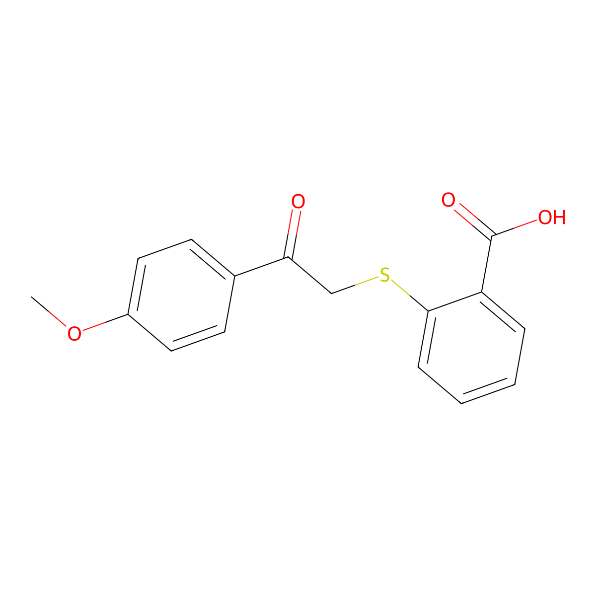2-{[2-(4-Methoxyphenyl)-2-oxoethyl]sulfanyl}benzoic acid molecular structure, CAS 15884-39-6