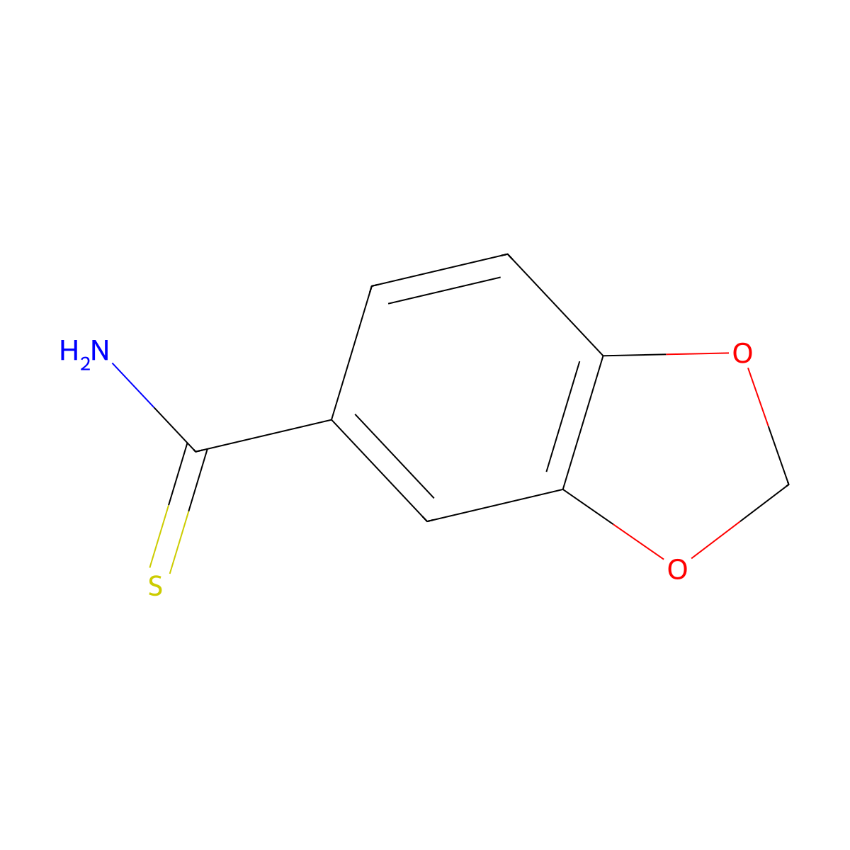 2H-1,3-benzodioxole-5-carbothioamide molecular structure, CAS 15884-65-8