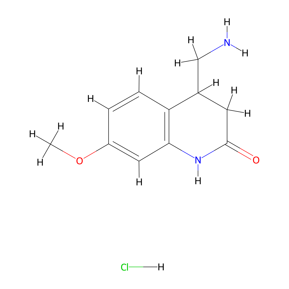 4-(Aminomethyl)-7-methoxy-3,4-dihydroquinolin-2(1H)-one hydrochloride molecular structure, CAS 1588440-89-4