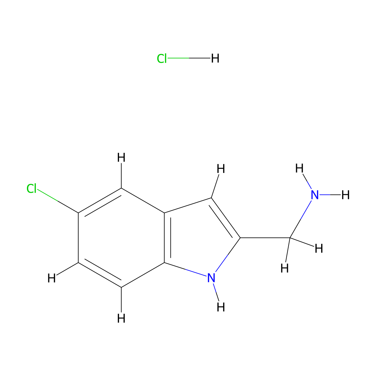 (5-Chloro-1H-indol-2-yl)methanamine hydrochloride molecular structure, CAS 1588440-91-8