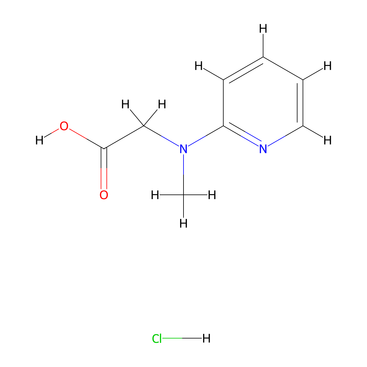 2-(Methyl(pyridin-2-yl)amino)acetic acid hydrochloride molecular structure, CAS 1588441-08-0