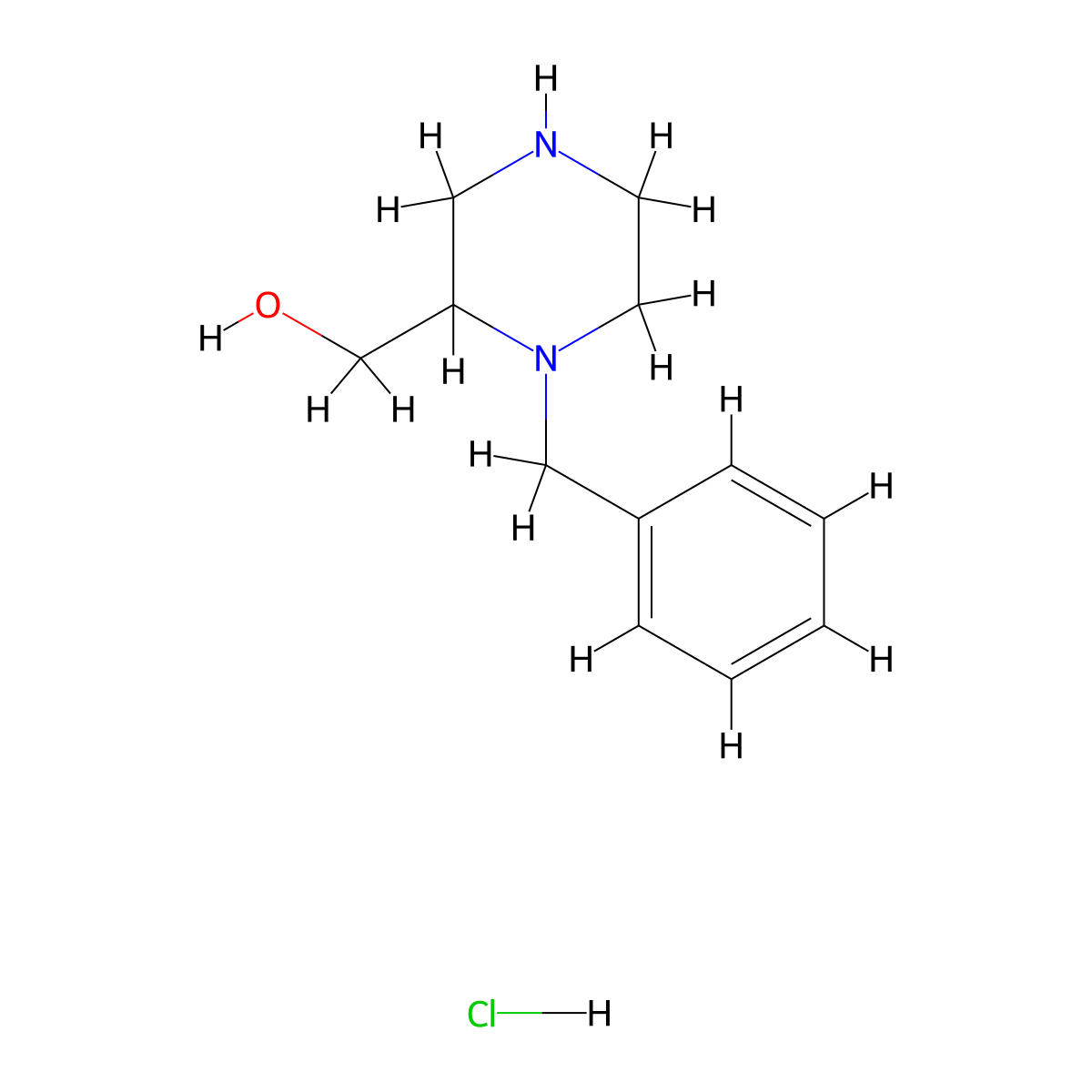 (1-Benzylpiperazin-2-yl)methanol hydrochloride molecular structure, CAS 1588441-10-4