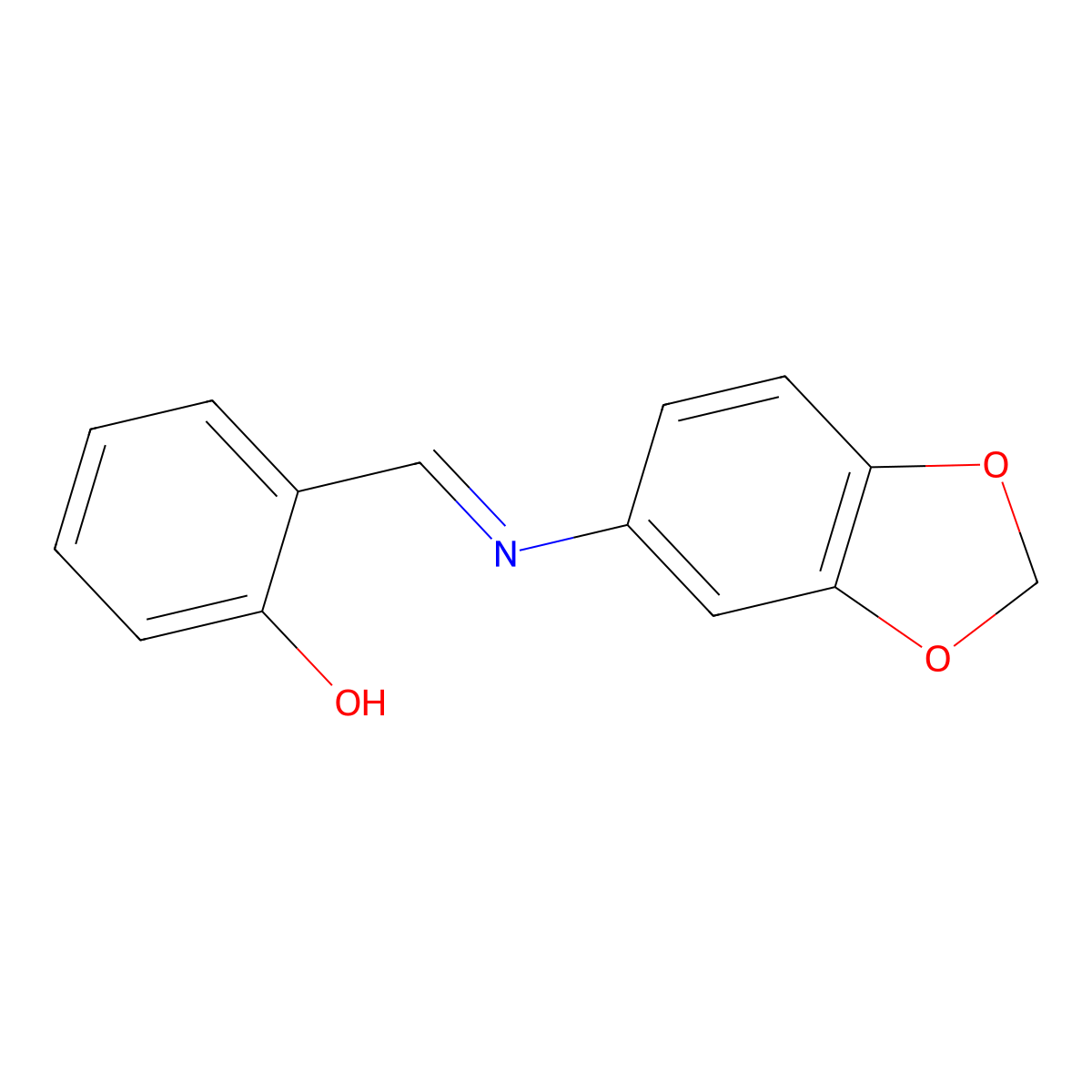 2-[(E)-(1,3-benzodioxol-5-ylimino)methyl]phenol molecular structure, CAS 158846-23-2