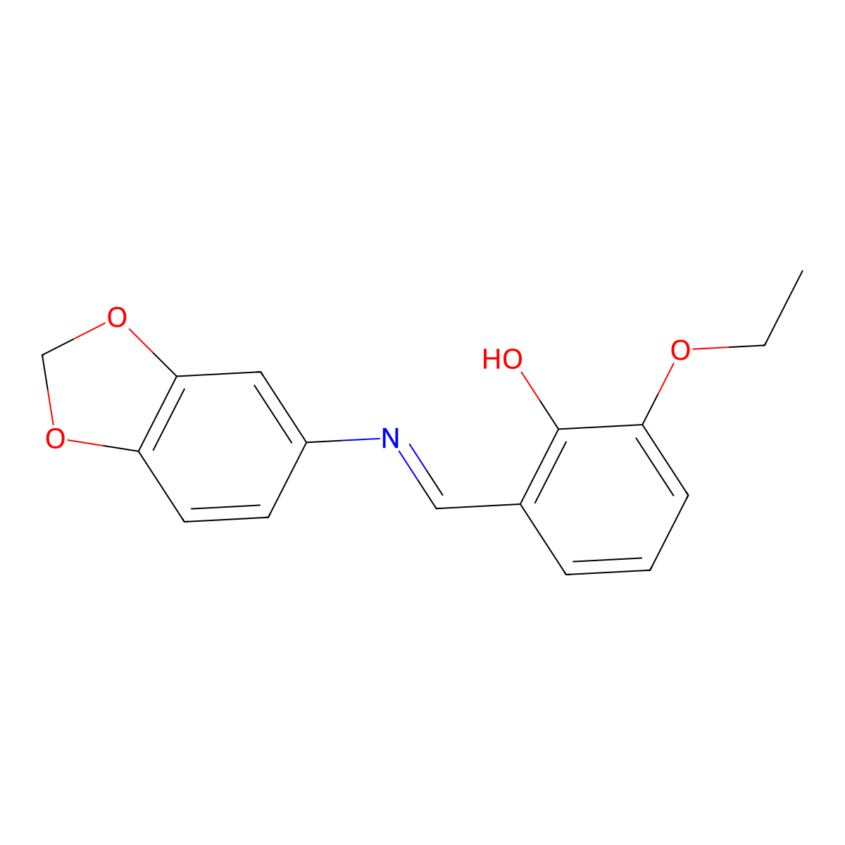 2-[(E)-(1,3-benzodioxol-5-ylimino)methyl]-6-ethoxyphenol molecular structure, CAS 1588478-73-2