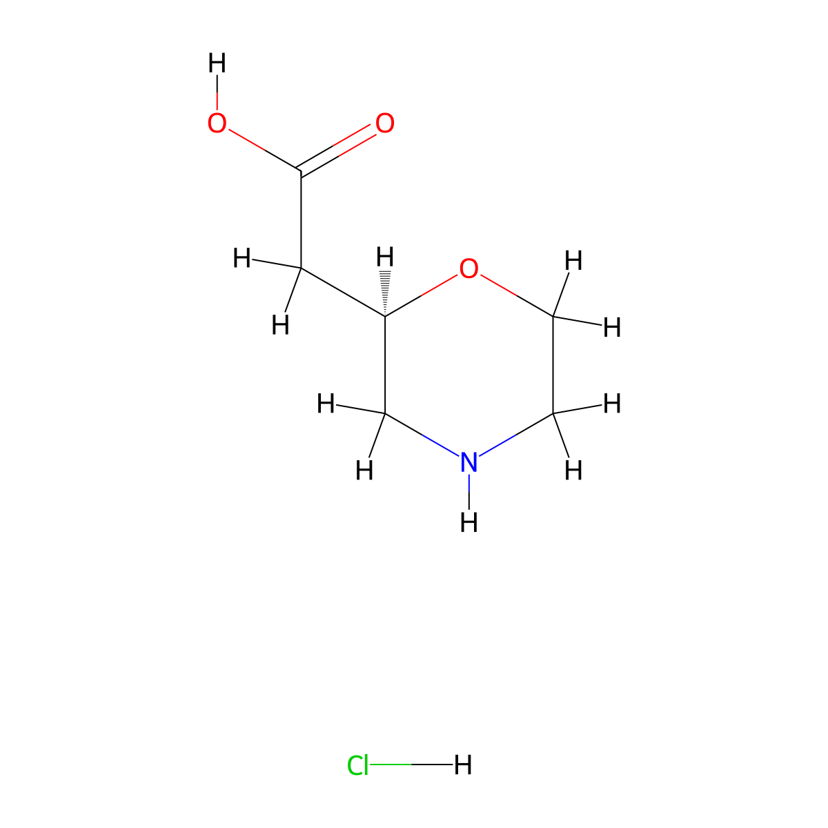(R)-2-(Morpholin-2-yl)acetic acid hydrochloride molecular structure, CAS 1588480-38-9