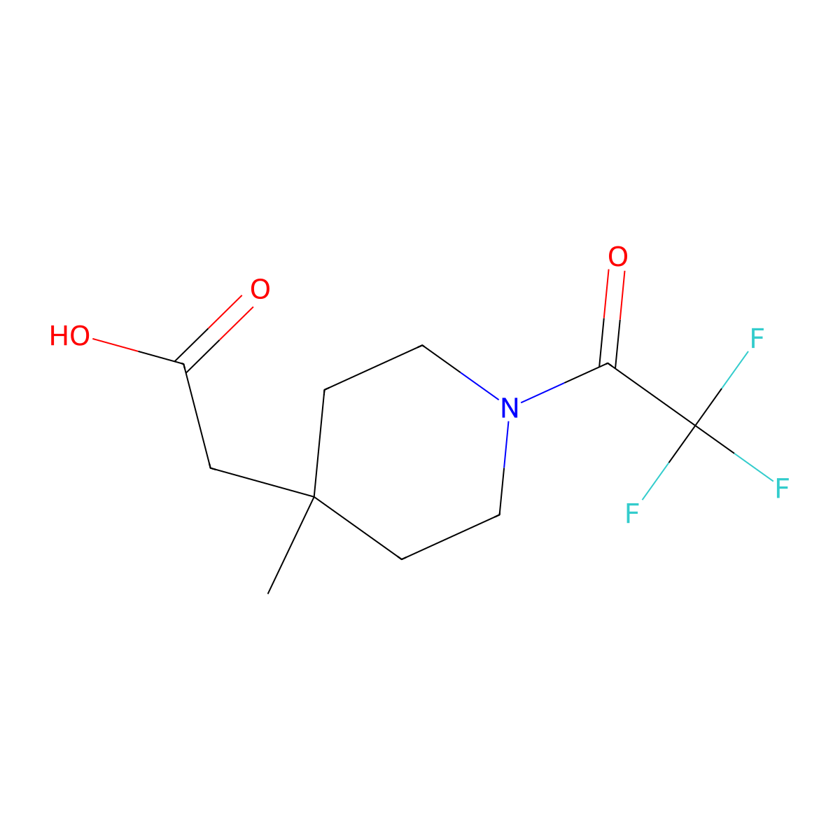2-[4-Methyl-1-(2,2,2-trifluoroacetyl)piperidin-4-yl]acetic acid molecular structure, CAS 1588498-87-6