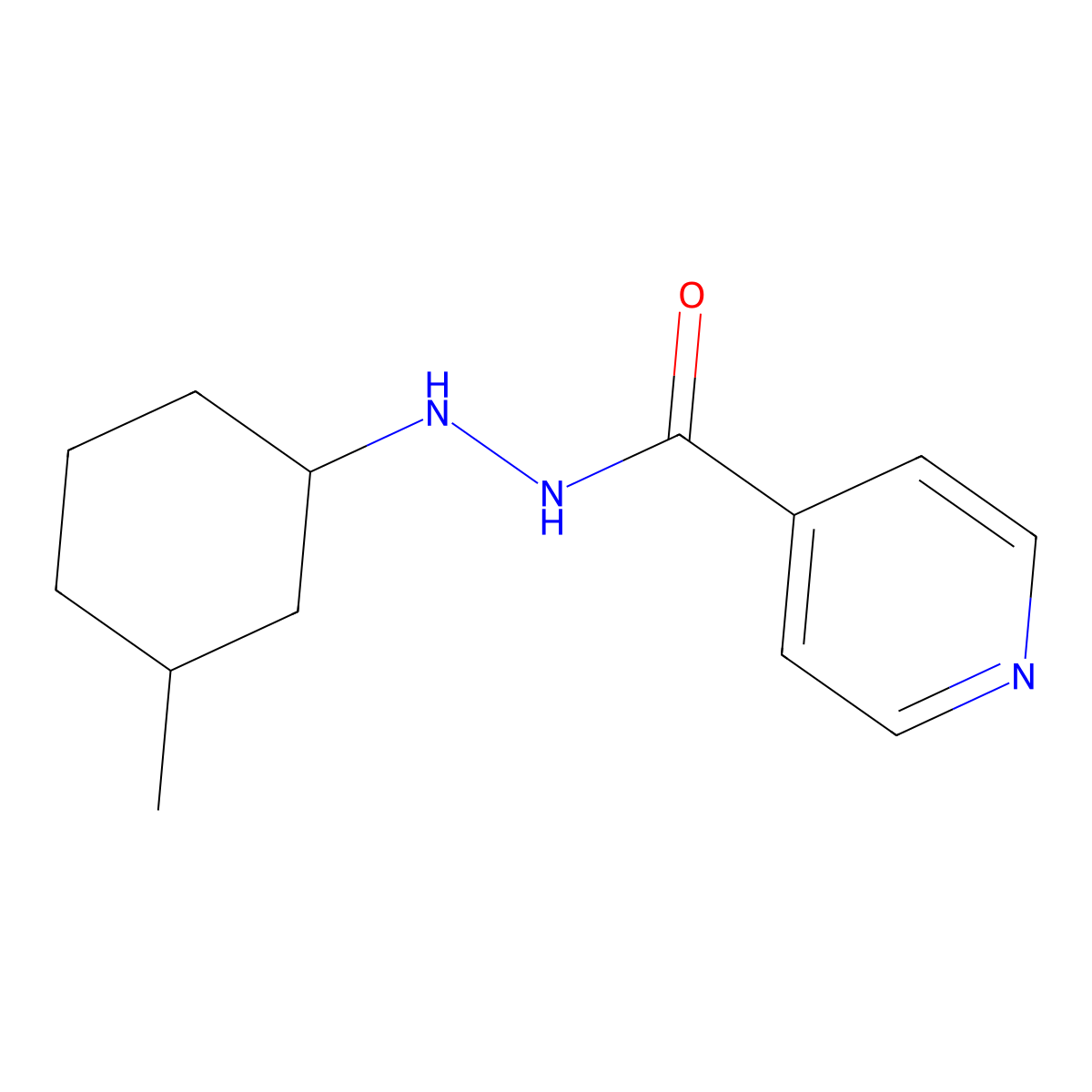 Isonicotinic acid, 2-(3-methylcyclohexyl)hydrazide molecular structure, CAS 15885-72-0