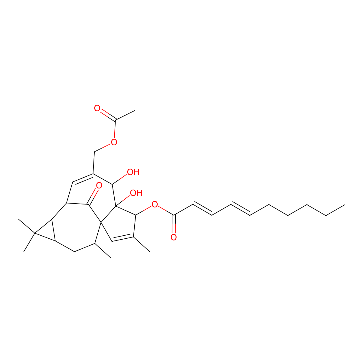 [7-(Acetyloxymethyl)-5,6-dihydroxy-3,11,11,14-tetramethyl-15-oxo-4-tetracyclo[7.5.1.01,5.010,12]pentadeca-2,7-dienyl] deca-2,4-dienoate molecular structure, CAS 158850-76-1