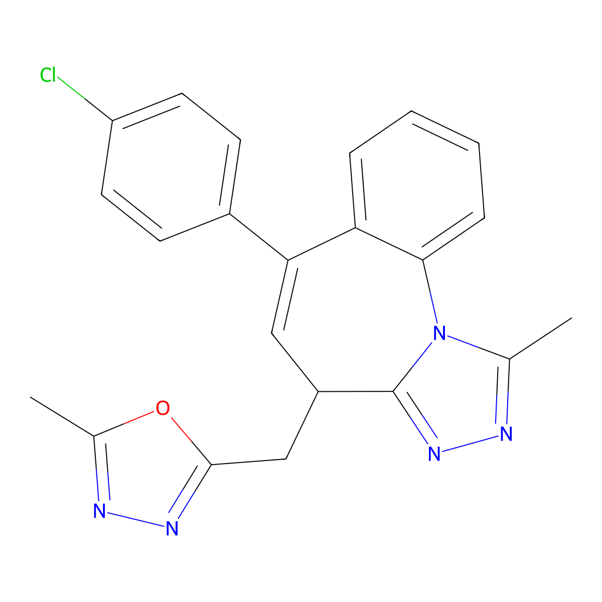 6-(4-chlorophenyl)-1-methyl-4-[(5-methyl-1,3,4-oxadiazol-2-yl)methyl]-4H-[1,2,4]triazolo[4,3-a][1]benzazepine molecular structure, CAS 1588521-79-2