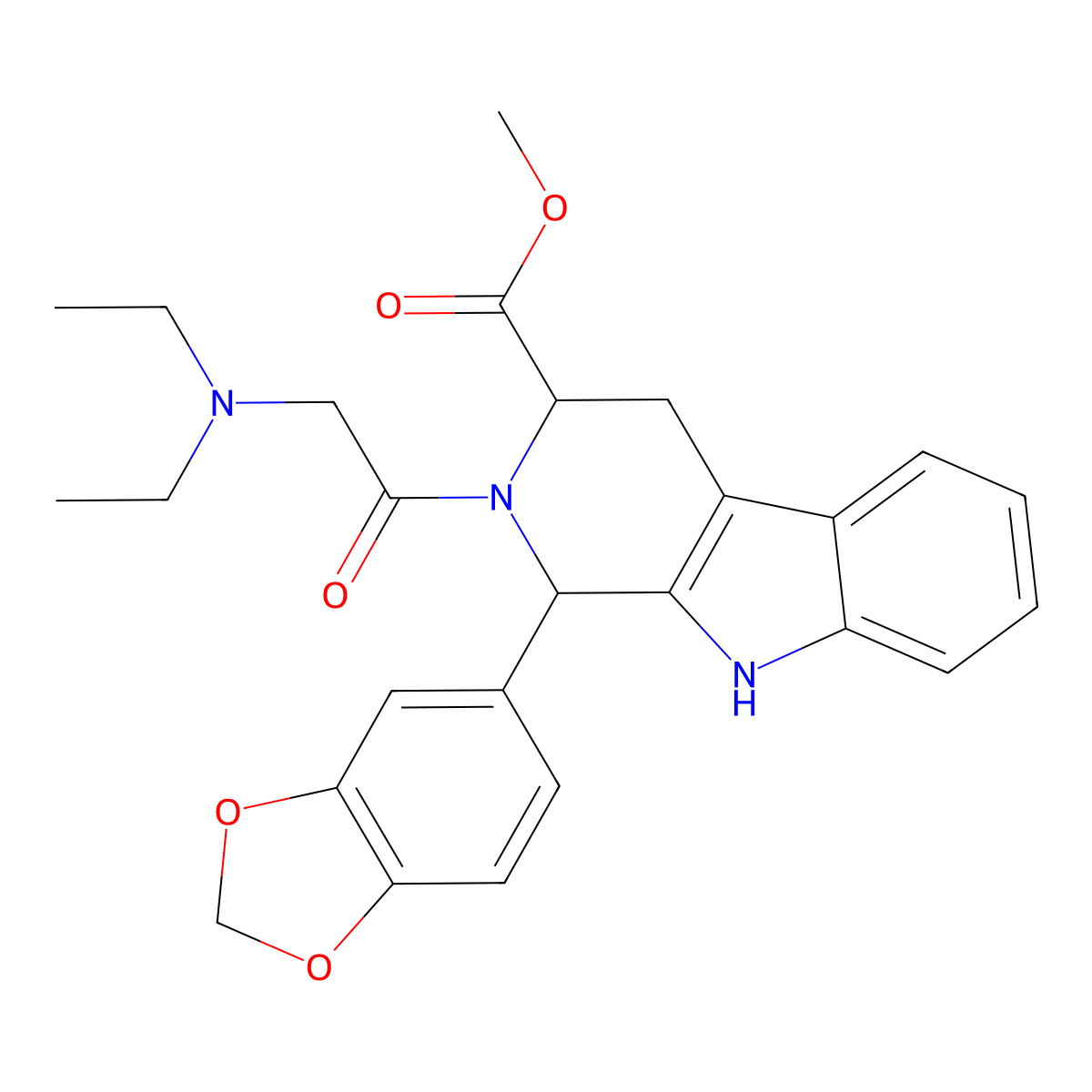 1H-Pyrido[3,4-b]indole-3-carboxylic acid, 1-(1,3-benzodioxol-5-yl)-2-[2-(diethylamino)acetyl]-2,3,4,9-tetrahydro-, methyl ester molecular structure, CAS 1588526-67-3