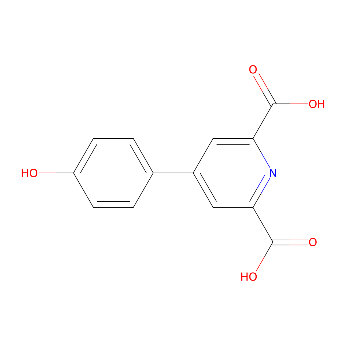 4-(4-Hydroxyphenyl)pyridine-2,6-dicarboxylic acid molecular structure, CAS 1588532-32-4