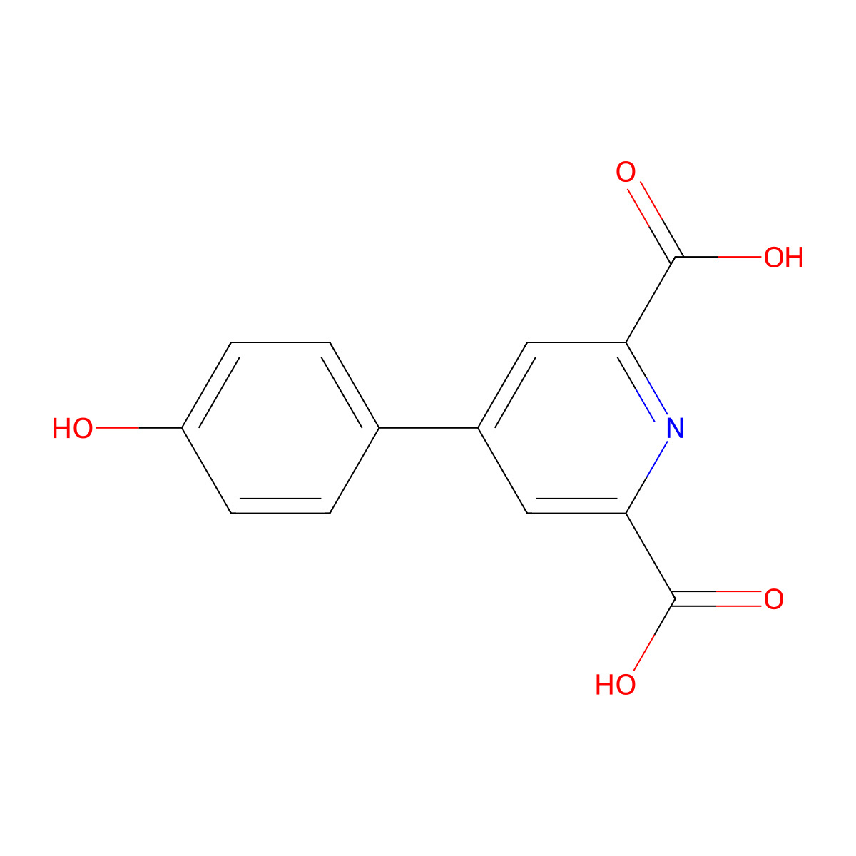 4-(4-Hydroxyphenyl)pyridine-2,6-dicarboxylic acid molecular structure, CAS 1588532-32-4
