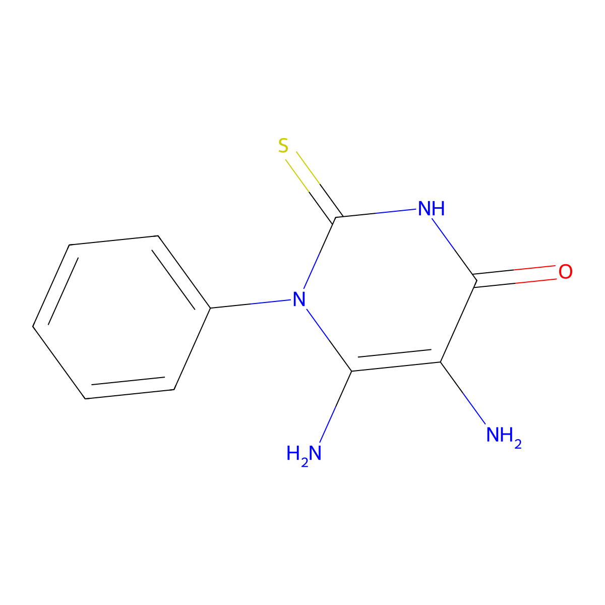 5,6-diamino-1-phenyl-2-thioxo-2,3-dihydropyrimidin-4(1H)-one molecular structure, CAS 15886-46-1