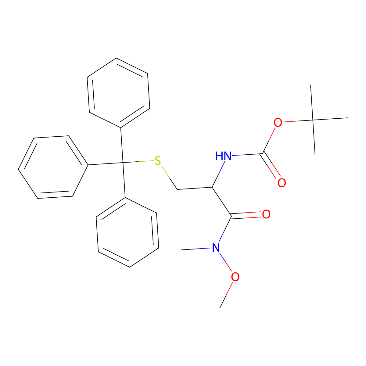 N-Boc-S-tritylcystein-N-methoxy-N-methylamide molecular structure, CAS 158861-38-2