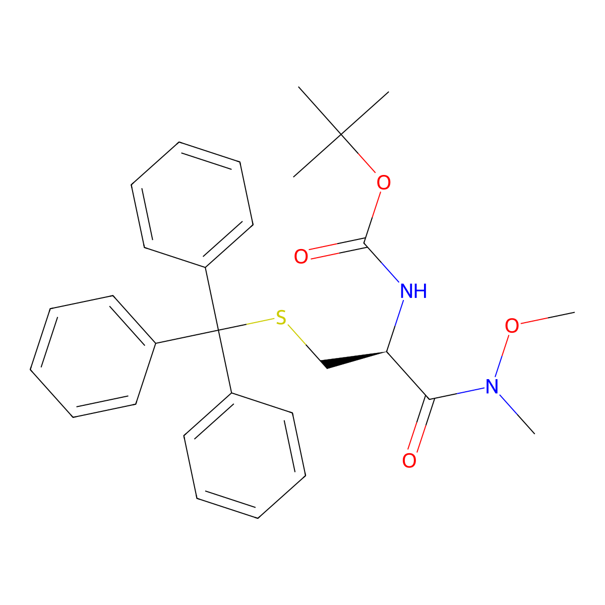 N-Boc-S-tritylcystein-N-methoxy-N-methylamide molecular structure, CAS 158861-38-2