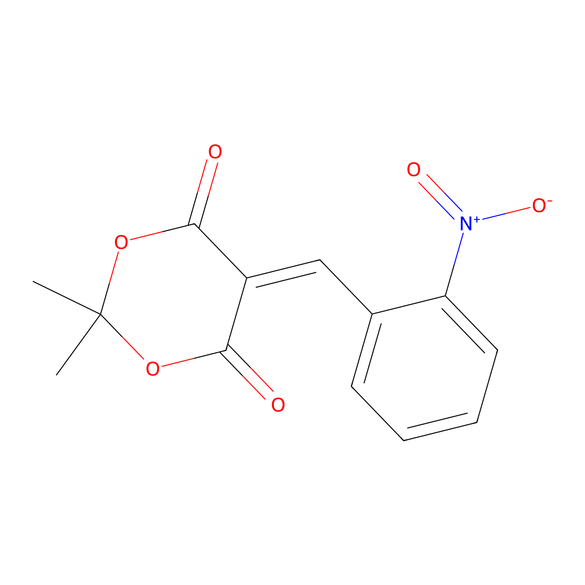 2,2-Dimethyl-5-((2-nitrophenyl)methylene)-1,3-dioxane-4,6-dione molecular structure, CAS 15887-39-5
