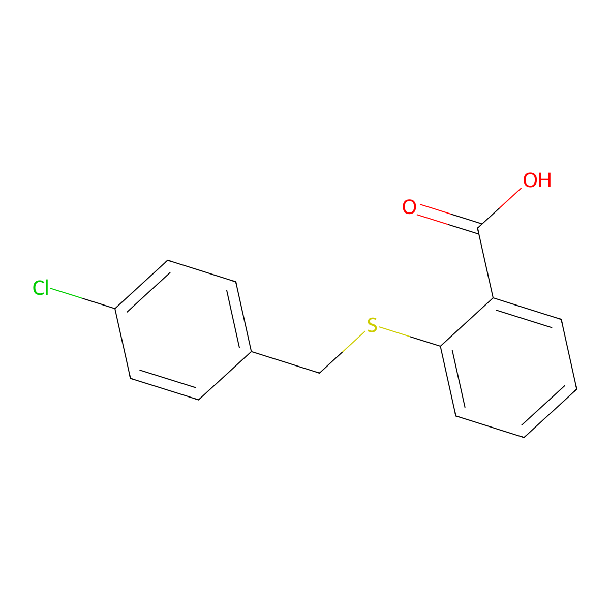 2-[(4-Chlorobenzyl)sulfanyl]benzenecarboxylic acid molecular structure, CAS 15887-84-0