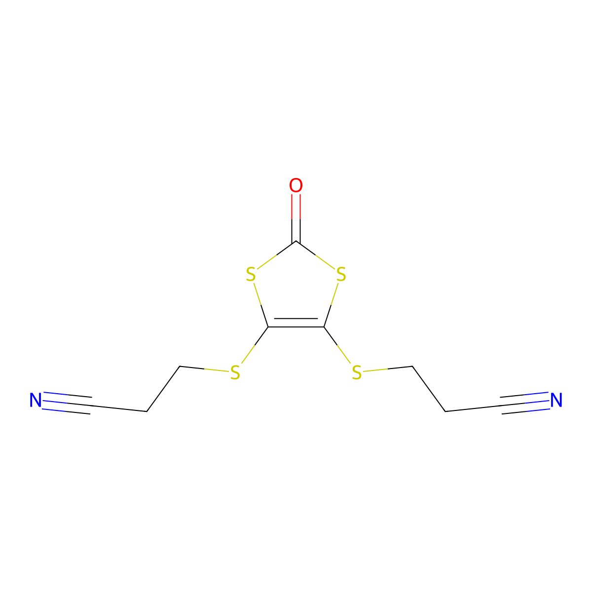 4,5-Bis(2-cyanoethylthio)-1,3-dithiol-2-one molecular structure, CAS 158871-28-4